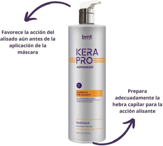 Kativa Bmt Kera Pro Advanced Shampoo Pre Alisado (1) - Pre-Smoothing Hair Shampoo 1000 Ml