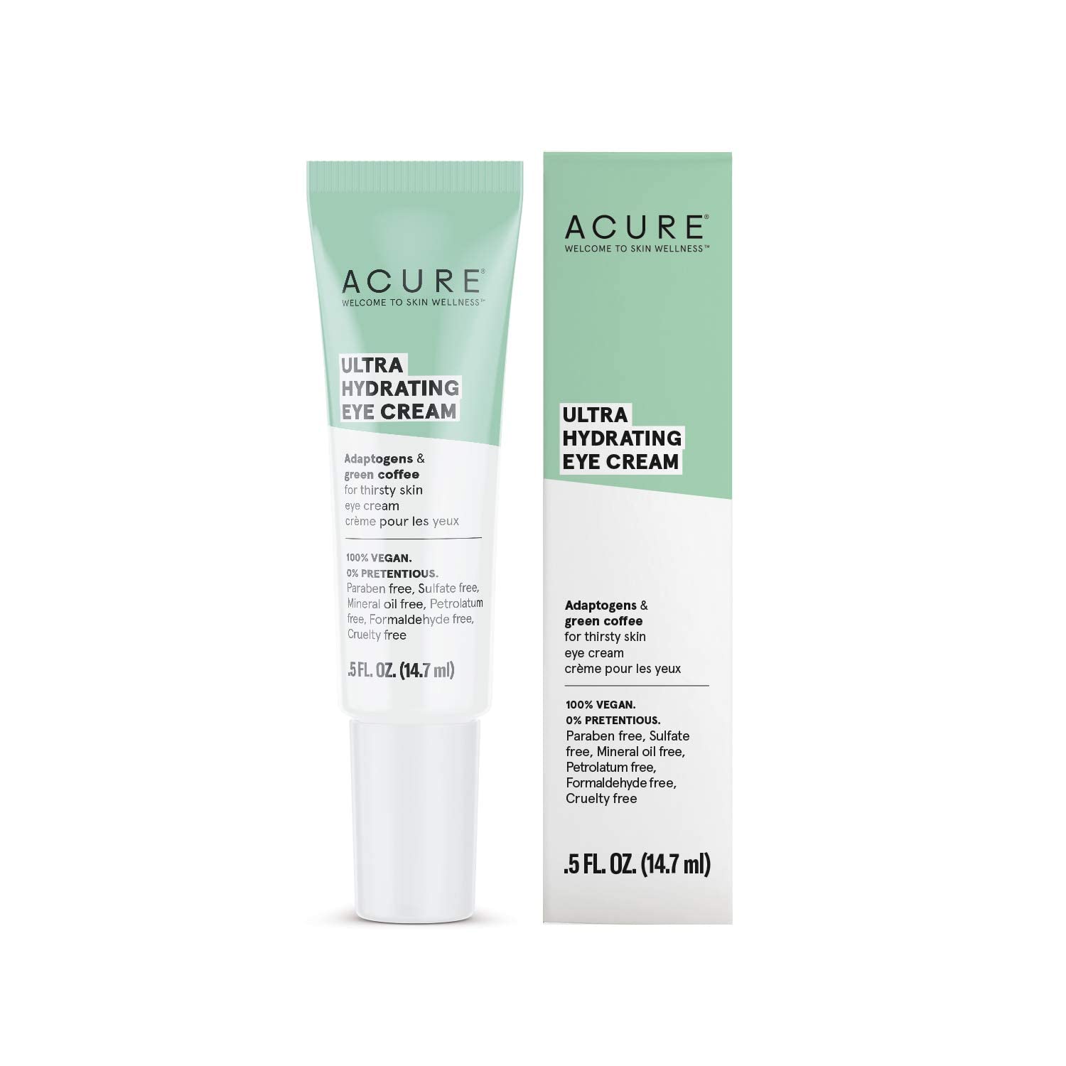 Acure Ultra Hydrating Eye Cream - Morning Eye Moisturizer With Green Coffee Oil & Adaptogens - For Puffiness Reducer And Bags Under Eyes Dark Circle Brightener - All Natural, Vegan Extract - 0.5 Fl Oz