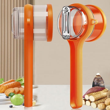 Multifunctional Vegetable Peeler with Container – Double-Sided Stainless Steel Peeler for Fruits & Vegetables | Kitchen Gadget for Potatoes, Carrots & More