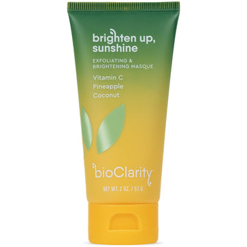 Bioclarity Brightening Face Mask, Brighten Up Sunshine, 100% Clean Vegan Ingredients, Exfoliate Brighten Hydrate Skin, Vitamin C, Pineapple, Avocado, Hyaluronic Acid, 2 Oz