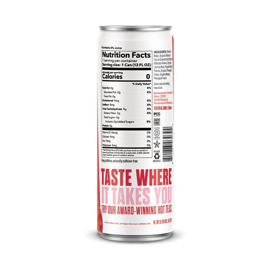 Teatulia Unsweetened Hibiscus Fusion Herbal Organic Iced Tea Cans | 12 Slim 12Oz Cans | Still Cold Brewed Sugar-Free Tea Caffeine-Free