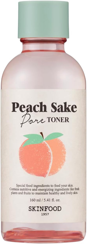 Skinfood Peach Sake Facial Toner 135Ml - Tighten Pores And Sebum Control - Skin Moisturizing, Refining, & Hydrating Facial Toners For Oily Skin - Enlarge And Deep Pores Remedy (5.41 Fl.Oz.)