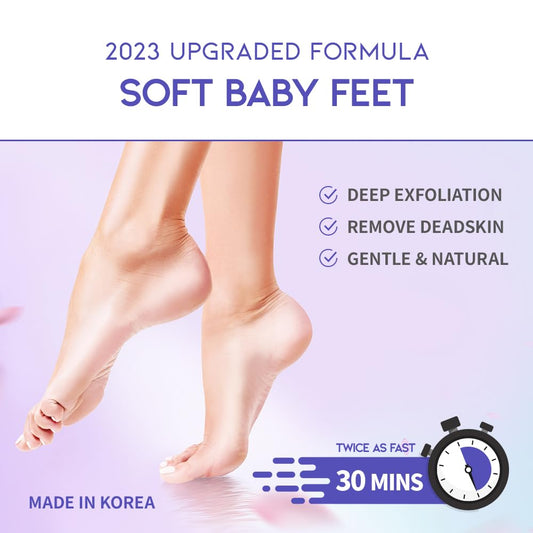 Foot Peel Mask Korean For Dry Cracked Feet Aha Bha Lavendar Aroma Therapy Vegan Exfoliating Moisturizing Baby Foot Mask Socks Booties, 30 Minute Quick Foot Mask 4 Pack