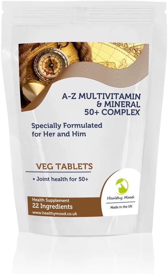 50+ Plus A-Z Multivitamin & Mineral Complex 30 Veg Tablets Pills Health Food Supplements 22 Vitamins Ingredients HEALTHY MOOD