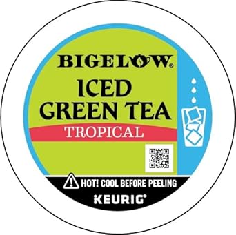 Bigelow Tea Unsweetened Tropical Green Iced Tea Keurig K-Cup Pods, Caffeinated Tea Keurig Tea Pods, 10 Count (Pack of 6), 60 Total K-Cup Pods