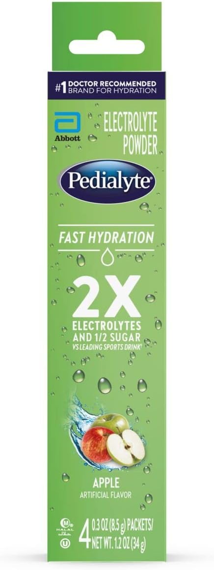Pedialyte Fast Hydration Electrolyte Powder Packets, Apple, Hydration