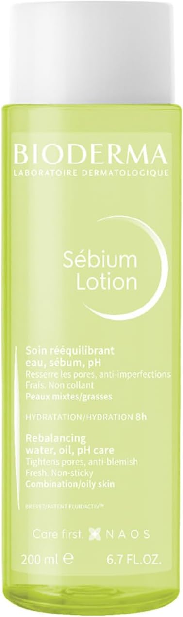 Bioderma Sébium Lotion - Triple Action Toner To Clarify & Rebalance Sensitive, Combination & Oily Skin, Anti-Blemish Face Cream With 8-Hour Hydration, 200Ml