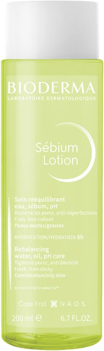 Bioderma Sébium Lotion - Triple Action Toner To Clarify & Rebalance Sensitive, Combination & Oily Skin, Anti-Blemish Face Cream With 8-Hour Hydration, 200Ml
