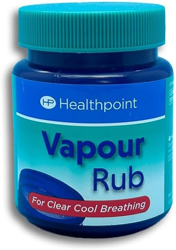 Healthpoint Vapour Rub For Coughs, Colds, Catarrh And Sore Throat, Camphor, Menthol And Eucalyptus Oil For Easier And Clearer Breathing, Relief For Upper Airway Congestion, Helps Sleep, 100G