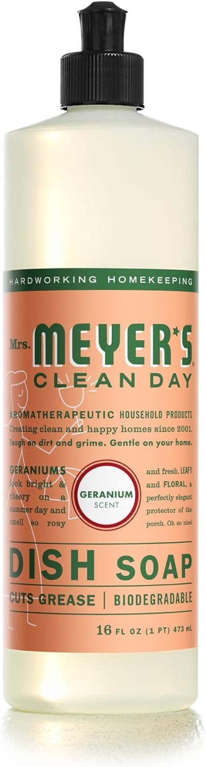 Mrs. Meyer's Liquid Dish Soap Geranium, 16 OZ (Pack of 6)