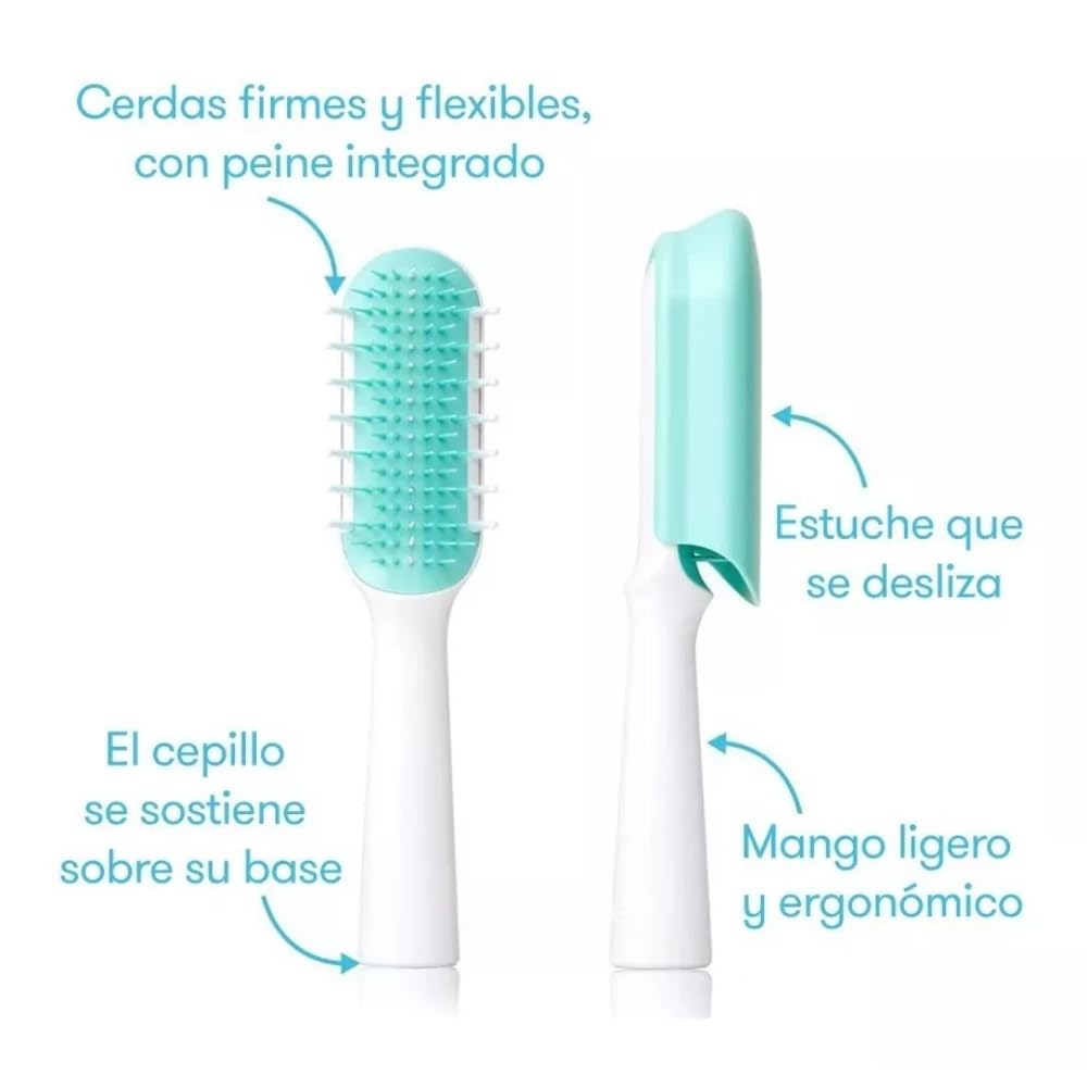 Frida Baby Thick or Curly Hair Detangler Brush for Kids, Toddler Hairbrush Detangles Knots Without Tears or Breakage, Comb Teeth and Bristle Design, White/Blue ,1 Count : Beauty & Personal Care