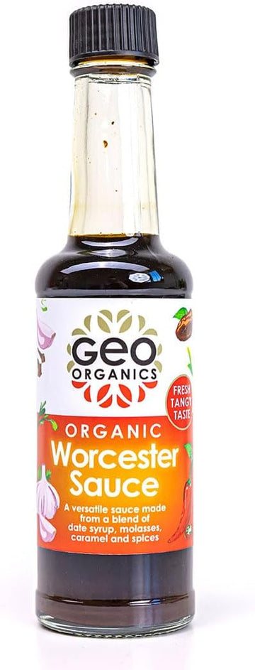 Geo Organics Worcestershire Sauce 150Ml (Pack Of 1) | Organic, Vegan, Vegetarian Society Approved, Gluten-Free Worcester Sauce | Seasoning For All Flavorful Dishes