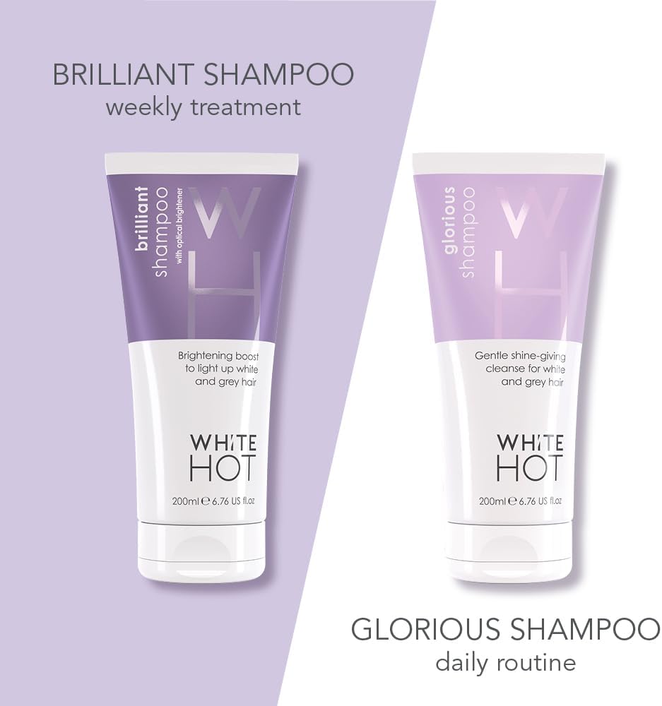 White Hot Cleanse Duo: Brilliant Shampoo & Glorious Shampoo 200ml, brightening boost and shine for white & grey hair, purple shampoo : Amazon.co.uk: Beauty