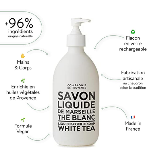 Compagnie De Provence Savon De Marseille Extra Pure Liquid Soap - Olive Wood - Bulk 67.6 Fl Oz Plastic Bottle Refill