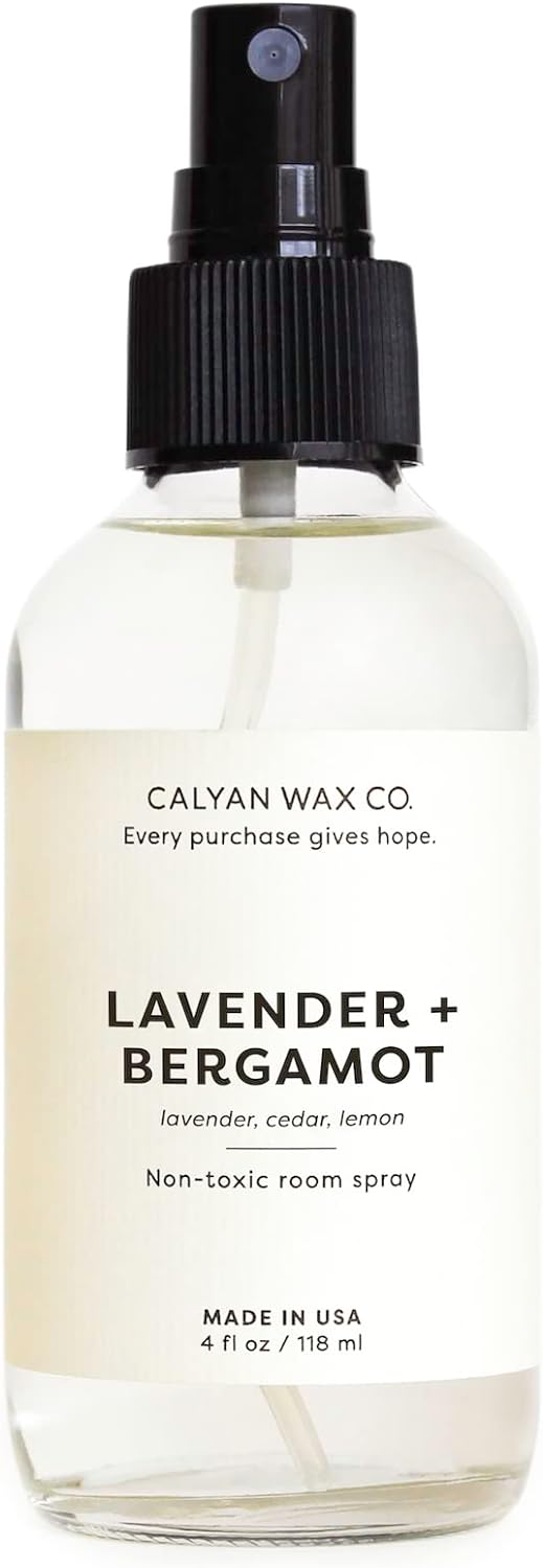 Calyan Wax Co. Lavender & Bergamot Natural Room Spray Infused with Essential Oils, Air Freshener Spray & Aromatic Mist in Non-Aerosal Spray Bottles, 4 Fl Oz Each