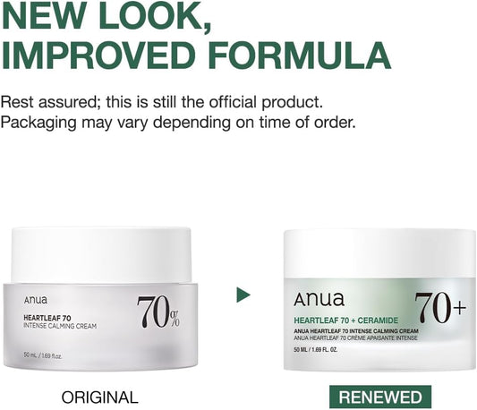 Anua Heartleaf 70 Intense Calming Cream With Ceramide, Panthenol, Heartleaf Extract, Korean Skincare, 50Ml /1.69 Fl.Oz