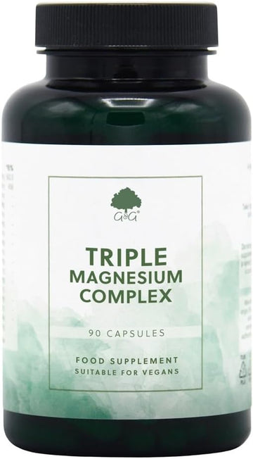 Triple Magnesium Supplement - Glycinate, Citrate & Malate - 74Mg Elemental Magnesium Per Capsule - 90 Vegan Capsules - G&G Vitamins
