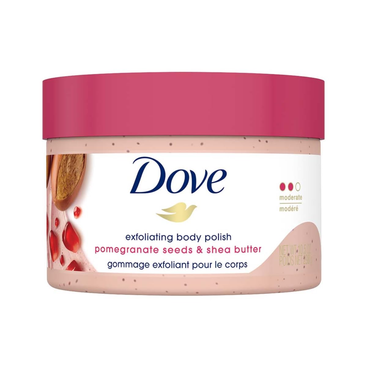 Dove Scrub Pomegranate & Shea Butter For Silky, Soft Skin Body Scrub Exfoliates And Provides Lasting Nourishment 10.5 Oz