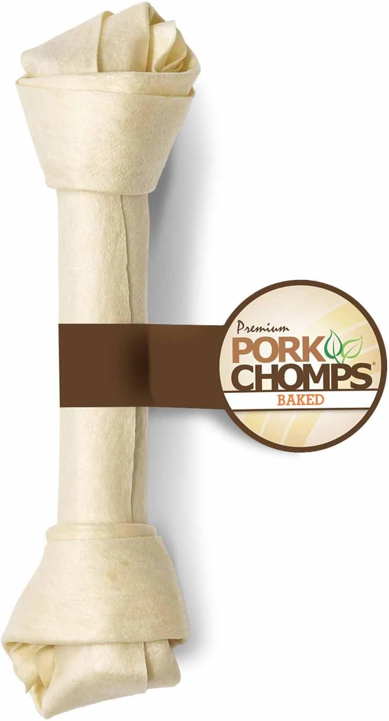 Pork Chomps Baked Pork Skin Dog Chew, 11-Inch Knot, 1 Count