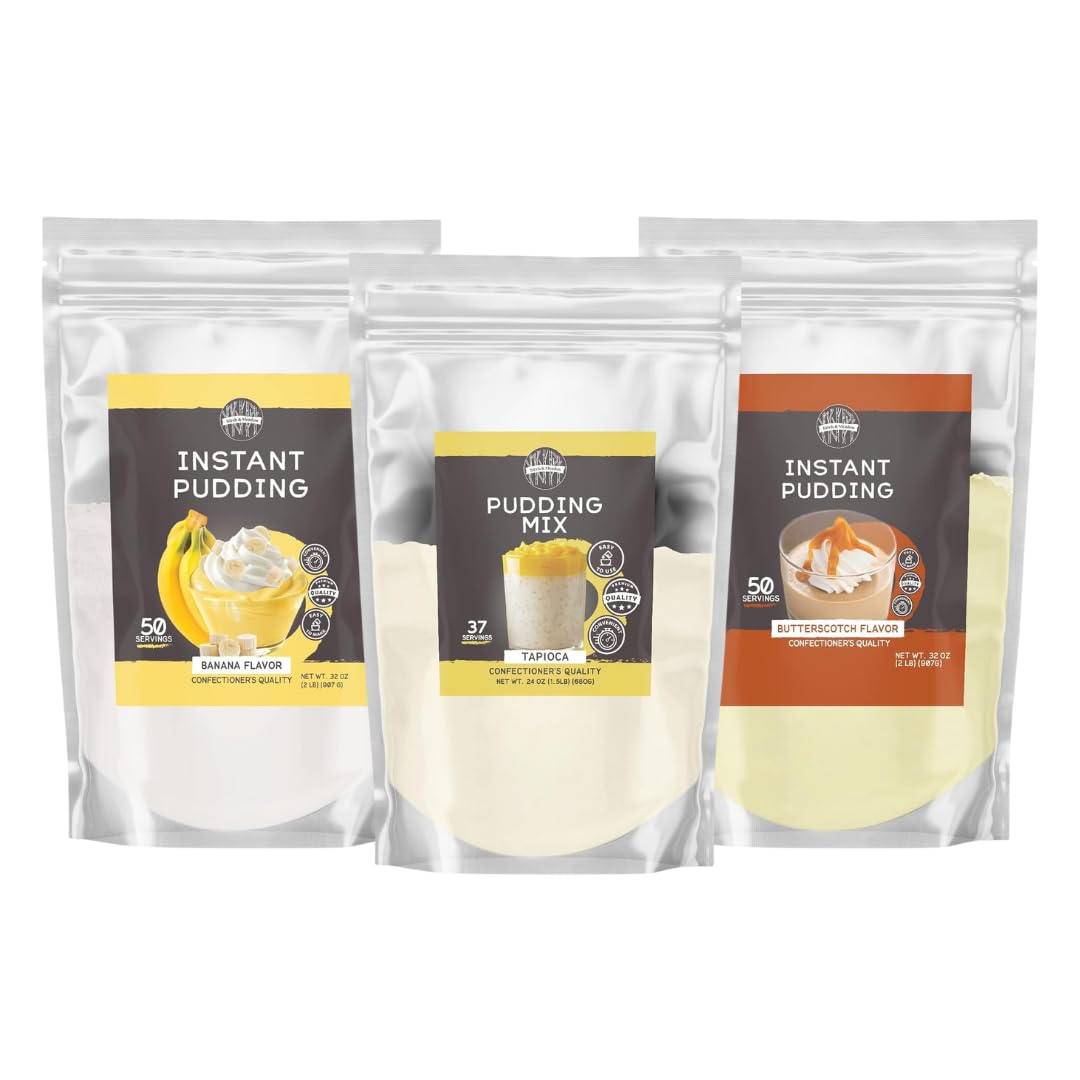 Birch & Meadow Butterscotch, Banana, & Tapioca Pudding Mix Bundle, Various Sizes, Desserts & Snacks, Bulk Mixes