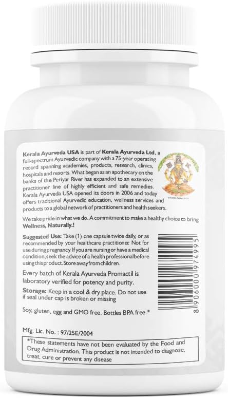 Kerala Ayurveda Promactil - Herbal Capsules with Ashwagandha to Nourishe Male Reproductive Tissues, Support Vitality, and Maintains Immunity, 60 Count