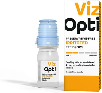 Vizopti Irritated Eye Drops Preservative-Free – Instant Relief For Allergies, Dryness & Irritation | Soothing & Cooling With Natural Plant Extracts | Contact Lens Friendly & Compact Bottle – 10Ml
