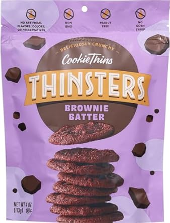 Thinsters Cookies, Brownie Batter Cookie Thins, 4 Oz Pack