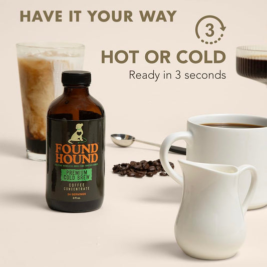 Iheartdogs Found Hound Cold Brew Coffee Concentrate - Low Acid Liquid Cold Brew Concentrate For Instant Iced Coffee And Hot Drinks