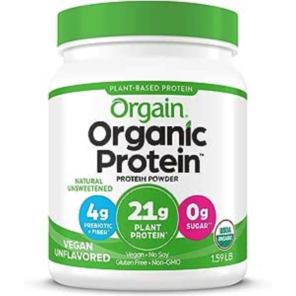 Orgain Organic Unflavored Vegan Protein Powder, Natural Unsweetened -