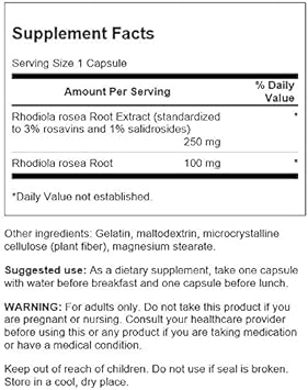 Swanson Rhodiola Rosea Extract 60 Caps