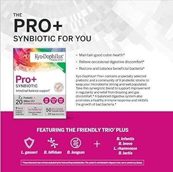 Kyo-Dophilus Pro+ Synbiotic, 50 Chewable Tablets : Health & Household