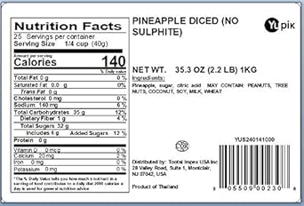 Yupik Dried Pineapple, Diced 2.2 Lb, Non-Gmo, Gluten-Free, Kosher,Sweetened Tropical Dried Fruits, Cubed Pineaplle Pieces, No Added Sulphites, Fruity Snacks, Ideal For Baking, Topping & Inclusions