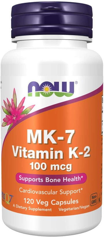 NOW Supplements, MK-7 Vitamin K-2 100 mcg, Cardiovascular Support*, Supports Bone Health*, 120 Veg Capsules