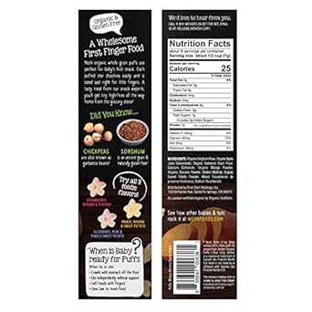 Nosh Organic Whole Grain Baby Puffs Cereal Snack, 2.1oz Canister, Variety Pack (Pack of 6)