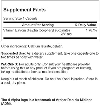 Swanson Natural Dry Vitamin E 400 Iu (180.2 Milligrams) 100 Capsules (4 Pack)