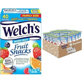 Welch'S Fruit Snacks Bundle, Mixed Fruit, Juicy Fruit Gushers & Fruit Snacks, Gluten Free, Bulk Pack, Individual Single Serve Bags, 0.8 Oz & 1 Oz (Pack Of 54)