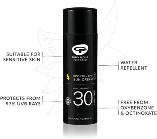 Green People For Men No.4 Sports+ Spf30 Sun Cream | Natural & Organic Men’S Spf Moisturiser For Face | Non-Greasy 100% Mineral Face Sunscreen | Paraben Free & Ethanol Free | Cruelty Free & Vegan