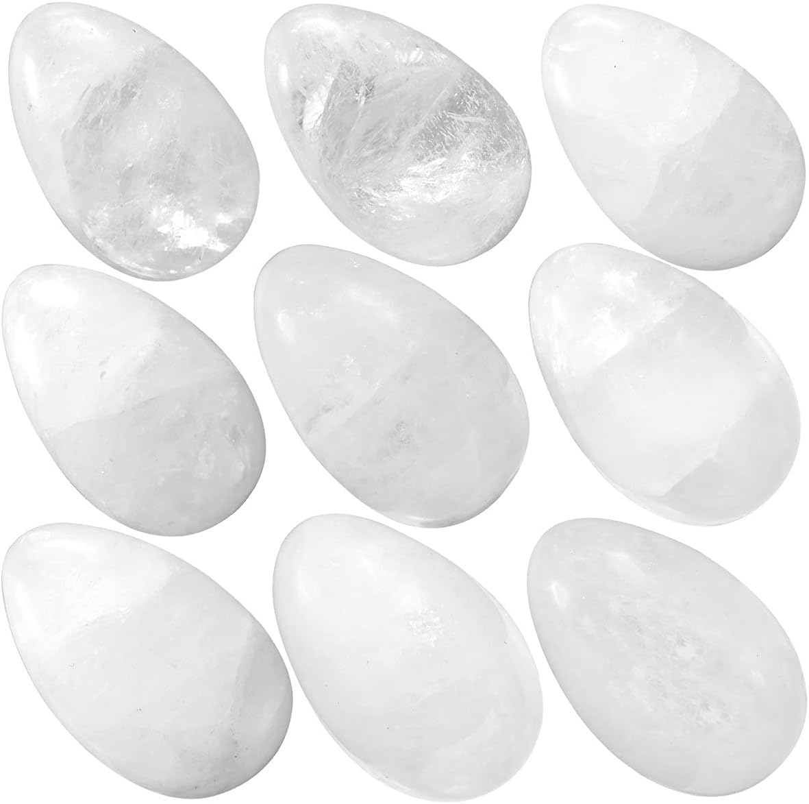 Tumbeelluwa 4Pcs Reiki Crystal Stone Eggs Kit Polished Natural Palm Pocket Stones For Stress Removing, Rhodonite : Health & Household