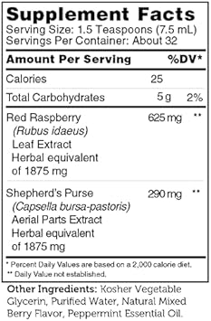 Zahler PureBerry+Purse, Liquid Raspberry Leaf & Sheperd's Purse, Strengthens Uterine Tissue, Certified Kosher, 8OZ : Health & Household