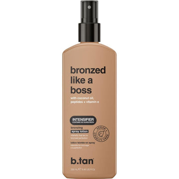 b.tan Sun Tanning Lotion Spray | Bronzed Like a Boss - Intensifier Outdoor Bronzing Spray Lotion, Packed with Coconut Oil, Peptides, & Vitamin E, Vegan Friendly, Cruelty Free, 8.45 Fl Oz