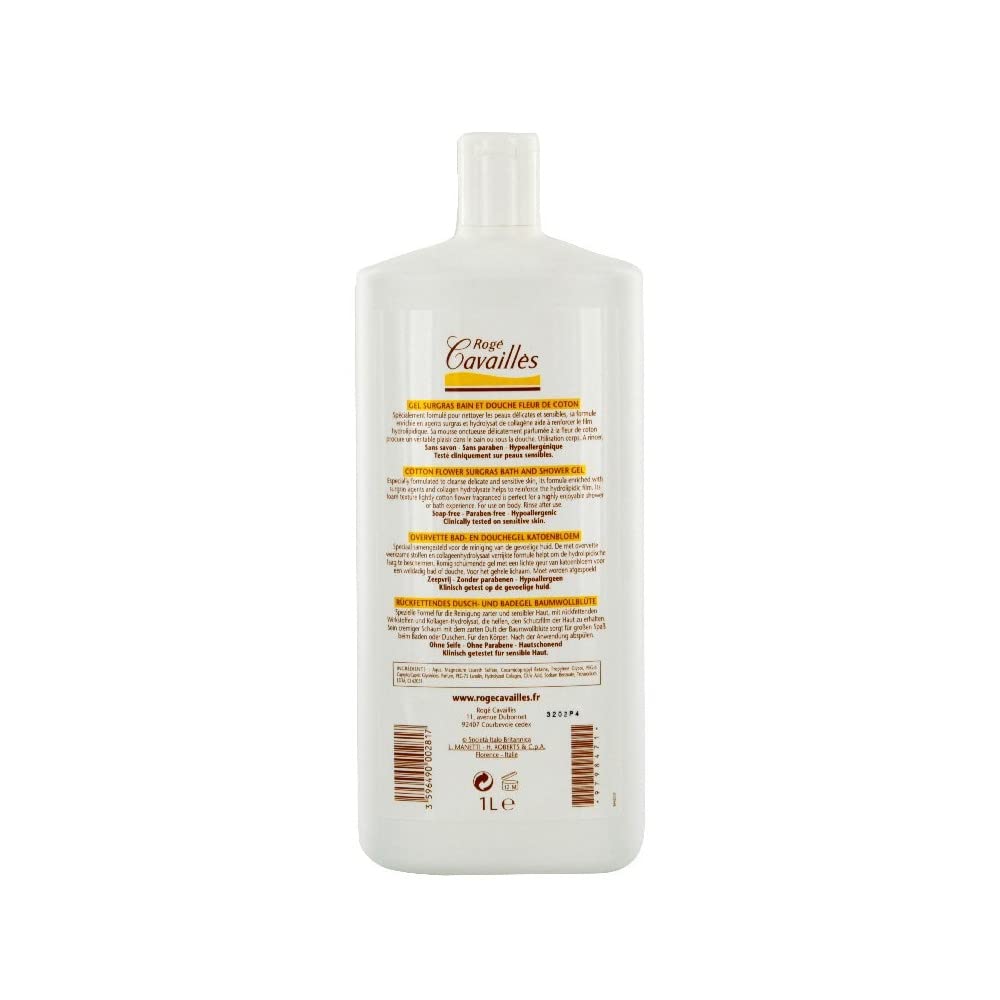 Rogé Cavaillès Surgras Bath And Shower Fragranced Gel 1L - Colour: Cotton Flower : Beauty & Personal Care