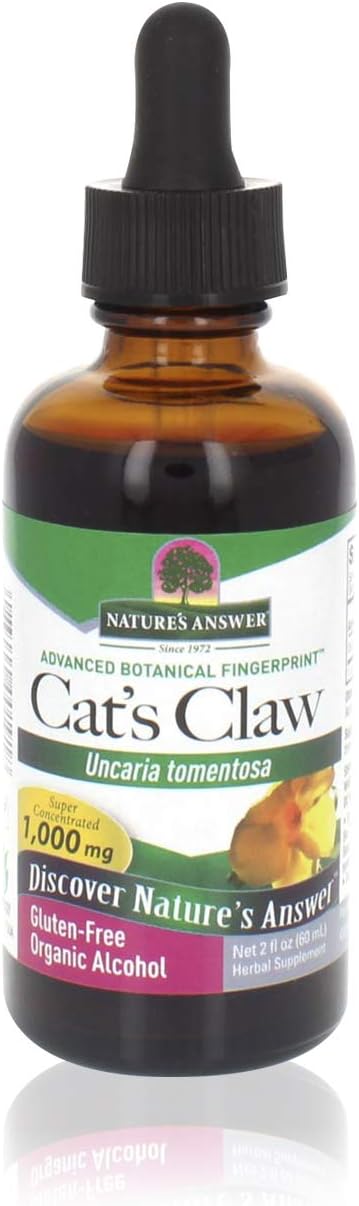 Nature'S Answer Cat'S Claw Bark 1,000 Mg With Organic Low Alcohol, 2- S | Natural Immune Booster | Promotes Digestive Support | Cognitive Function Support
