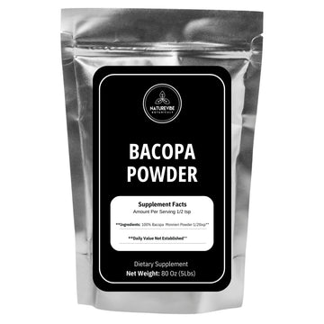 Naturevibe Botanicals Bacopa Powder 5lbs | Bacopa Monnieri | Brahmi Powder Ayurvedic Herbal Supplement Bulk Bag (80 Ounces)