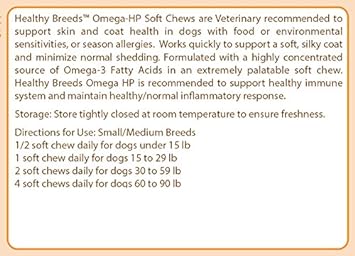 Healthy Breeds Pomeranian Omega HP Fatty Acid Skin and Coat Support Soft Chews 60 Count