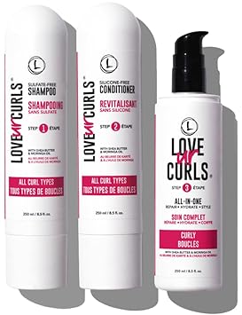 Lus (Love Ur Self) 3-Step System Shampoo And Conditioner Set With All-In-One Styler For Curly Hair Nongreasy & Moisturizing - 8.5Oz Each