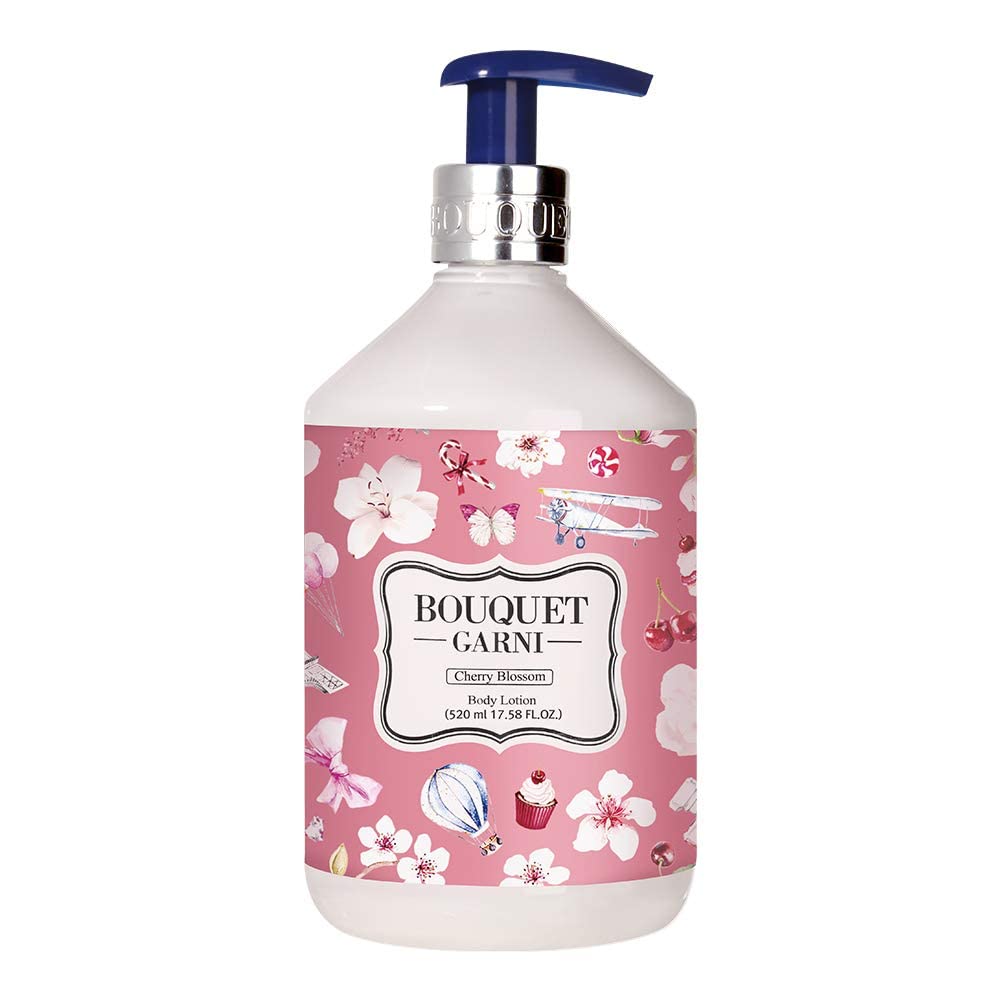 Bouquet Garni Body Lotion Cherry Blossom 17.6 Fl Oz - Long Lasting Deep Moisturizing Scented Lotion - Calming Ingredients Lotus Flower Extract - Shea Butter Rich In Vitamin A, C, E Non Sticky Texture