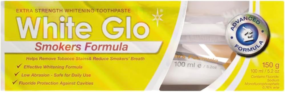 White Glo Smokers Formula Whitening Toothpaste Pack 150G -Pack Of 2 (With Sanitral 50 Pcs Dental Floss Stick Included As A Gift)