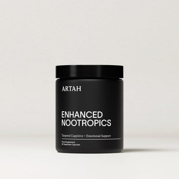 Artah Enhanced Nootropics – Vegan Brain Supplement with Ashwagandha, Magnesium Glycinate, 5-HTP & B-Complex – Natural Mood, Focus & Energy Support – 60 Capsules