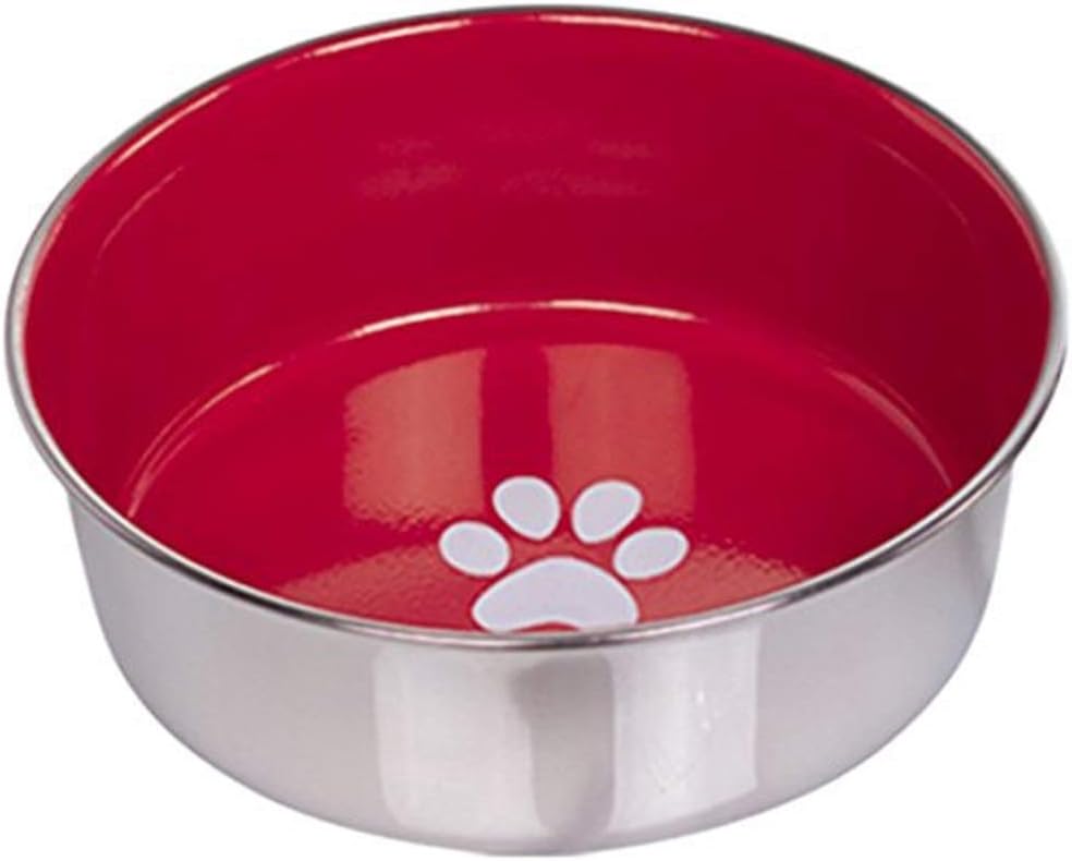 Nobby InchHeavy Paw Inch Stainless Steel Bowl, Non-Slip, 20.5 cm, 1.8 Litres, Red :Pet Supplies