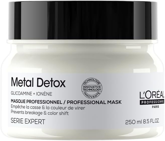 L’Oréal Professionnel Metal Detox Hair Mask 250Ml, Prevent Breakage & Colour Fade From Hard Water, Moisturising Conditioner Treatment For Smooth, Shiny Hair, Prevent Damaged Hair
